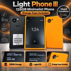 Light Phone III TLP301 128GB Black + Orange Case