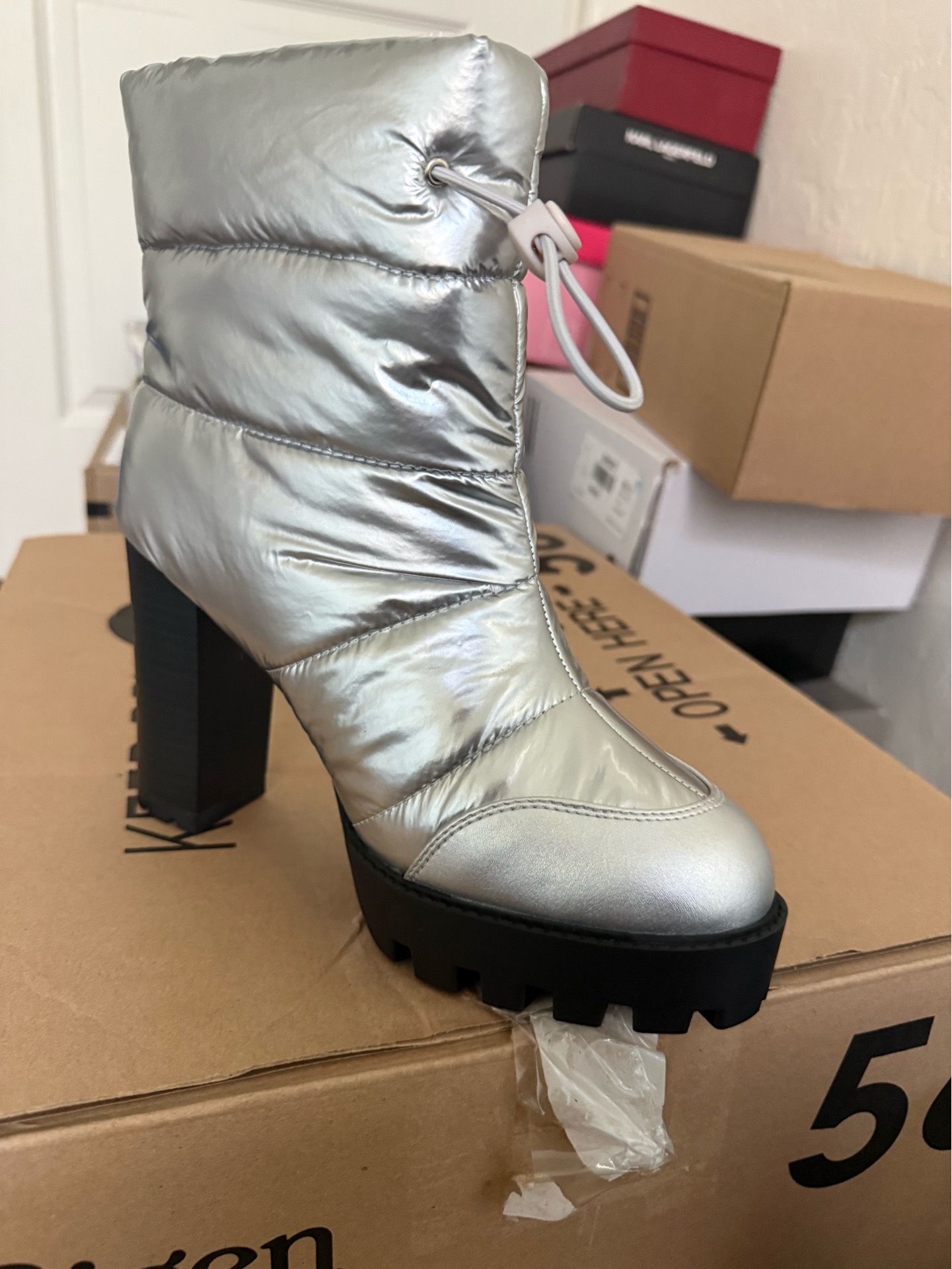 Silver Ankle Boots