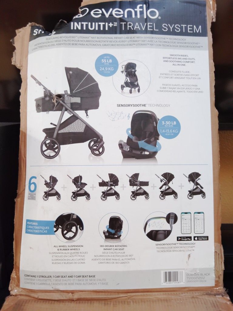 Evenflo SHYFT INTUITI+ Trailer System Stroller And Car Seat Set