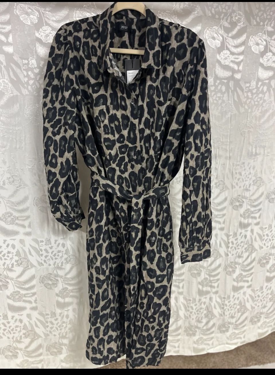 Women Leopard Print Belted Shirt dress - New