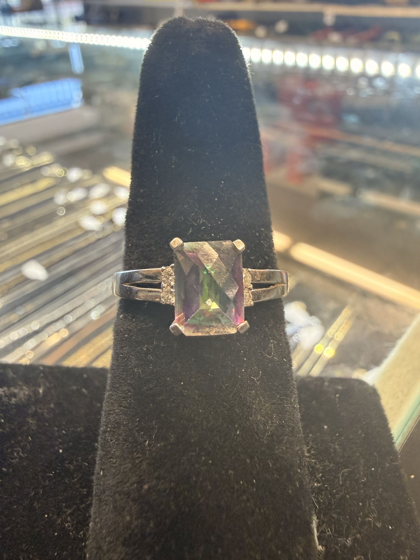 14KT White Gold Ring W/ Multicolor Stone 41552-1