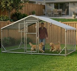 Large Outdoor Metal Kennel chicken coop 10.  x 7. ft