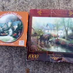 Lot Of 2 Vintage John Kinkade Jigsaw Puzzles
