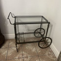 Early 20th Century English Brass and Glass Bar Cart