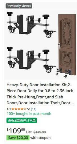 Heavy Duty Door Installation Dolly Set (2) Contractor Tool