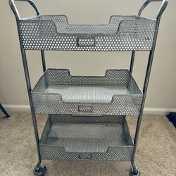 Unique Three Tiered Metal Rolling Cart