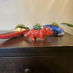 Funky Planter Succulent Toy Planter Speedboat Dinosaur Car