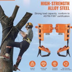 Tree Climbing Spikes Set, 1 Pair Height-Adjustable Climbing Spurs with Security Harness and Utility Rope, 350lbs Load Capacity Tree Climbing Gear, Arb