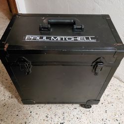 Paul Mitchell Rolling Case Silver And Black Cosmetics Hair Barber Travel Vtg