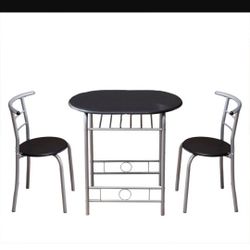 2 Person Table Chair. Black  And Silver. Unused.