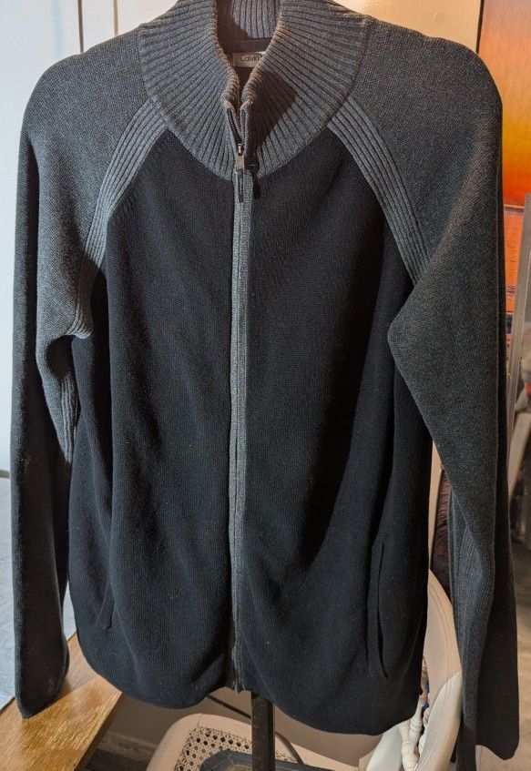 Calvin Klein Men's Sweater Size Large Black And Gray 