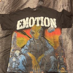 Mixed Emotion Alien Graphic Black Multicolor Men's Short Sleeve T-Shirt