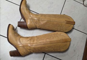 Miss Capezio Tan Leather Western Cowboy knee high Boots Women Size 7.5 M
