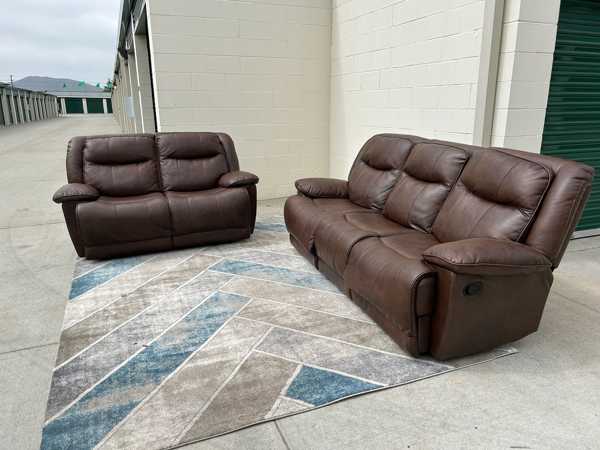 FREE DELIVERY ||  Leather Double Recliner Sofa and Loveseat Set || FREE INSTALL