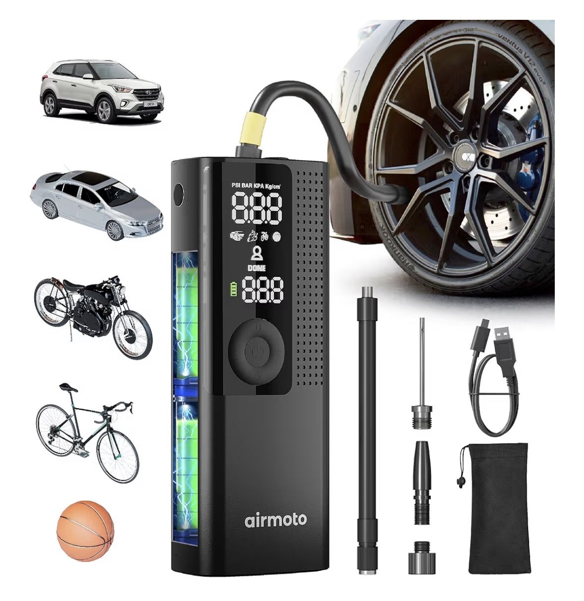 Airmoto Tire Inflator Portable Air Compressor