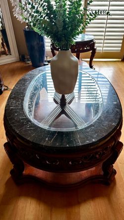 Large Coffee Table - Stone and Wood
