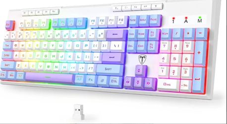 White RGB Full-Size Wireless Gaming Keyboard - Pastel Blue/Lavender/White