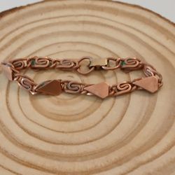 Copper Link Bracelet with Geometric Accents