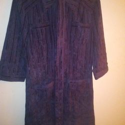 Blue Cordory Velvet Shirt dress With Button Front 