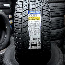SET OF NEW TIRES 275/55/20 GOODYEAR WRANGLER WORKHORSE HT INCLUDING MOUNT AND BALANCE