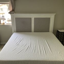 White King Size Bed Frame W/2 Large Drawers 