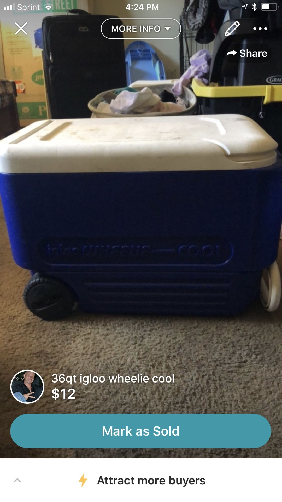 36qt igloo wheelie cooler