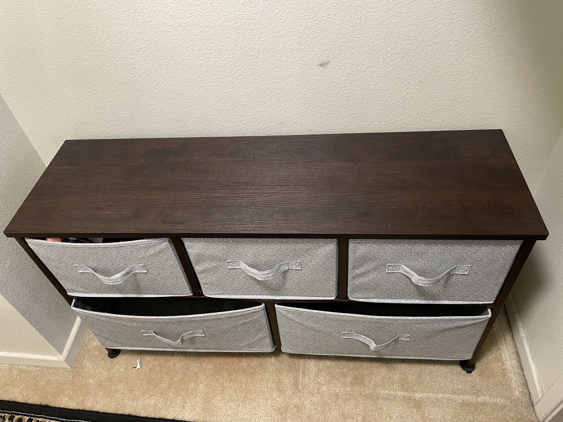 6-Drawer Fabric Dresser Storage Organizer - Dark Wood Frame