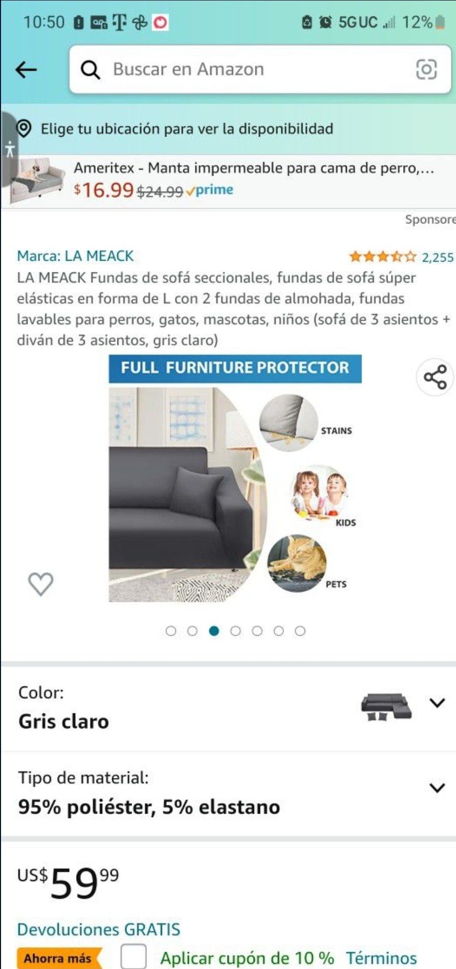 La Meack sectional sofa covers super stretch l-shape couch covers whit 2 pillowcases washable slips covers for dogs, cats, pets, kids,