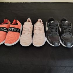 3 pairs women's shoes 2 Nautica 1 Nike size 8.5/9