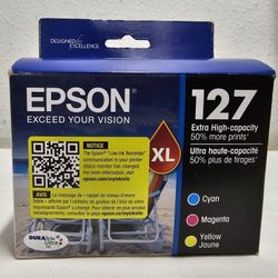 Genuine Epson 127 XL Tri-Color Cyan/Magenta/Yellow Ink Cartridge Dated 01/26