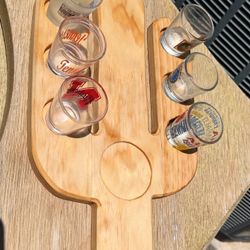Woodcraft - Cutting Boards/glass Flights/ Serving Trays.   (alcohol not Included)