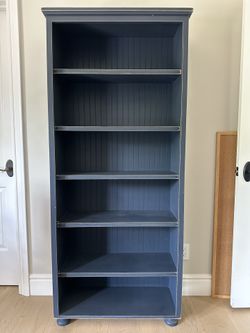 Tall Navy Wood Bookcase