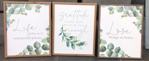 Set of 3 Boho wall art gratitude, love, life