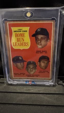 1962 Topps #53 Home Run Leaders Mantle, Maris, Killebrew NICE!