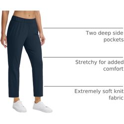 Women's Golf Pants with Pockets 7/8 Stretch Ankle Travel Pants for Athletic Casual