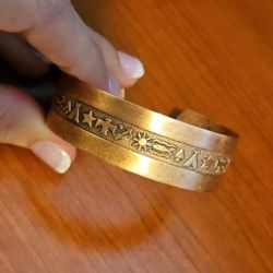 Vintage 90's Copper Native American Southwestern Style Cuff Bracelet, 5.25in