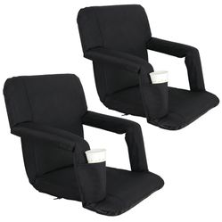 Set of 2 Portable Stadium Seat for Bleachers and Bench 5-Reclining Adjustable Positions