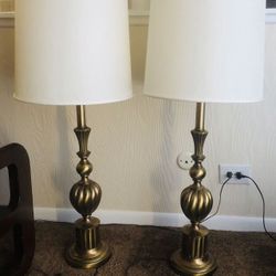 Two Antique Brass Lamps