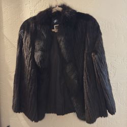 SAGA Black Mink Fur Coat Jacket 
