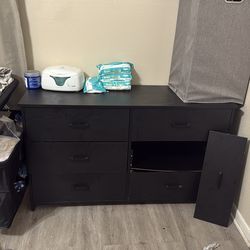 Wooden Dresser with Drawers & Shelves – Needs Minor Repair