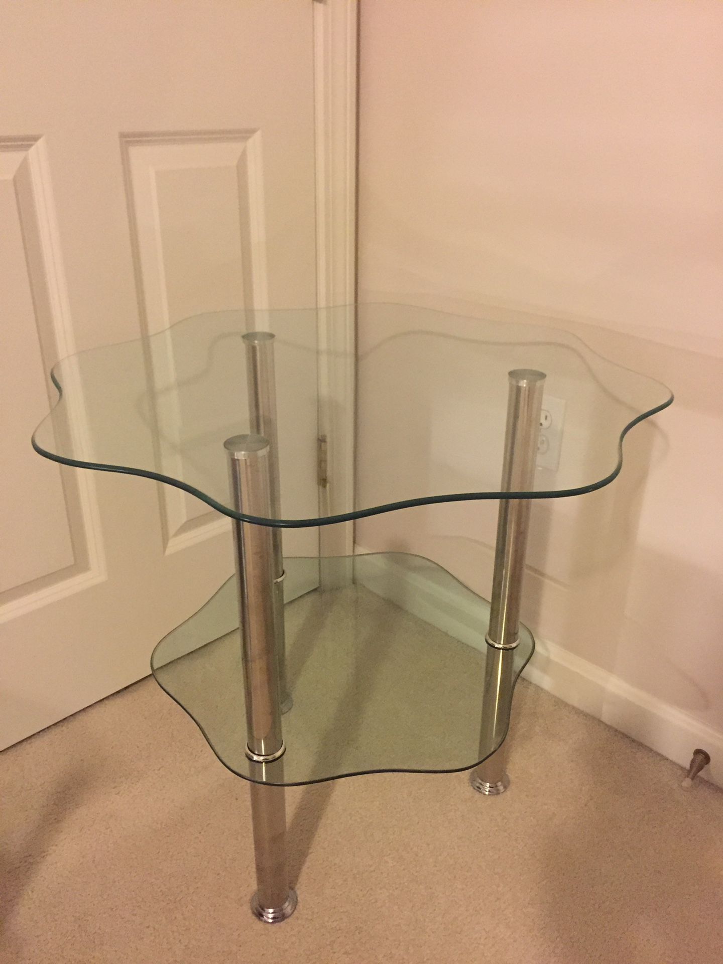 Two Layers Of Thick Glass Coffee Table ,end Table Or Stand