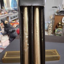 Brand New Metallic Gold 12" Taper Candles By Strauss - Great For Formal Dinners Or Holidays Set Of 2