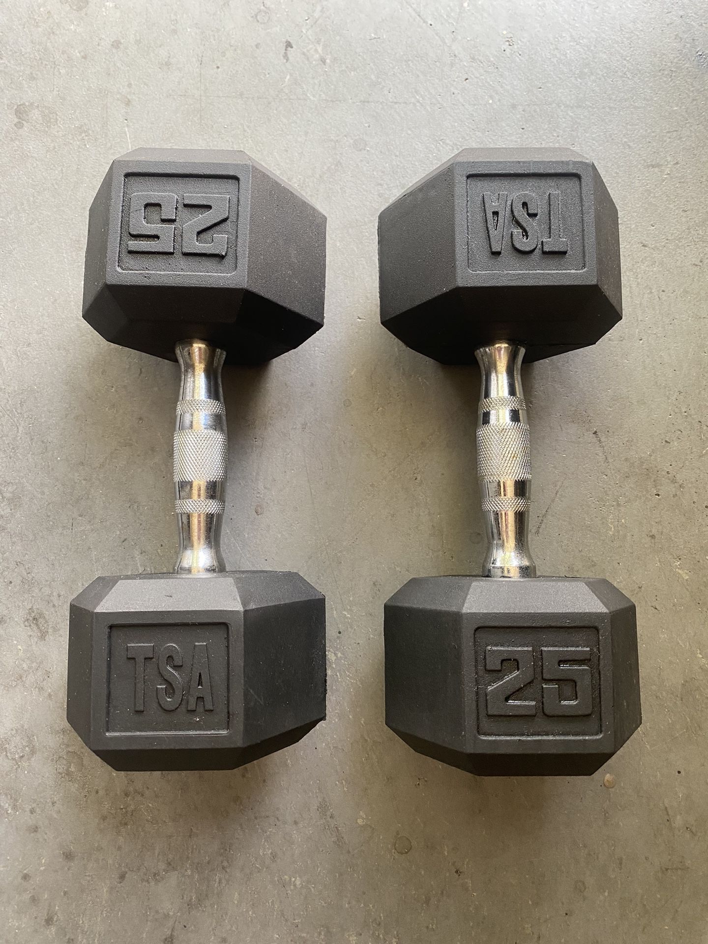 Pair TSA 25# Dumbbells $49