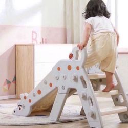 play Kids Slide Toddler Slide for Kids with Basketball Hoop, Indoor and Outdoor Backyard Baby Playground, Freestanding Baby Slide Climber Playset Toys