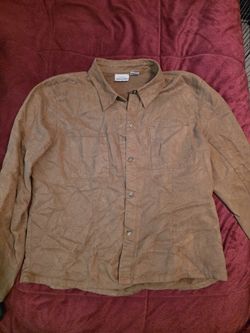 Soft Brown Petite Long Sleeve Button Up Shirt