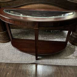 Cherrywood Sofa Table With GLass Top 