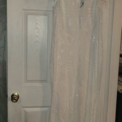 New Long White Sequin dress