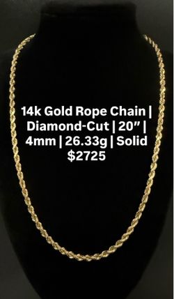 14k diamond cut rope chain