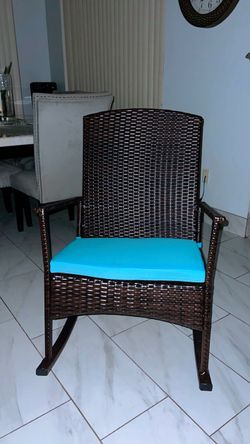 Outdoor Wicker Rocking Chair with Cushion