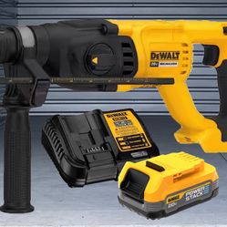 Dewalt 20V Brushless 1 in. D-Handle Rotary Hammer with compact powerstack battery & charger
